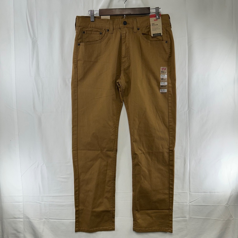 Levis 505 Regular Fit Pants Mens 32x32 Brown Stretch Straight Leg 00505-1502